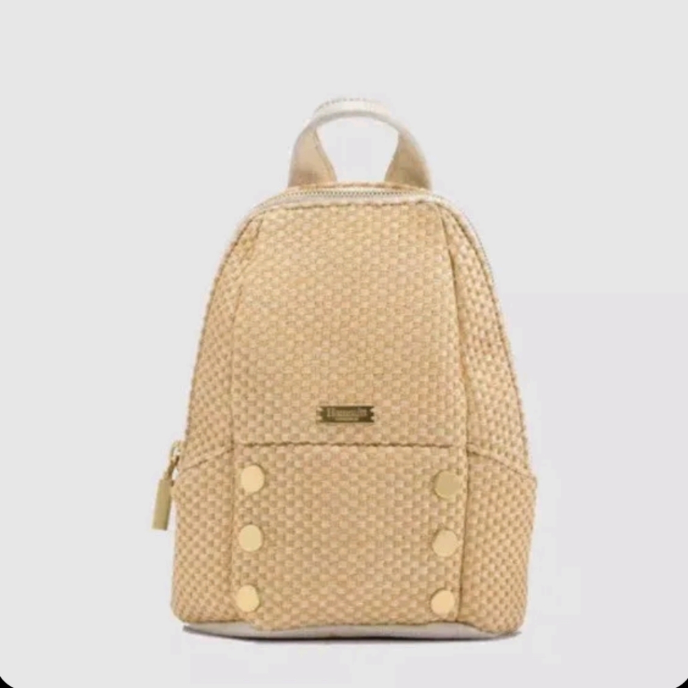 Hammitt Cream Tan Backpack with Quilted Texture and Gold Accents
